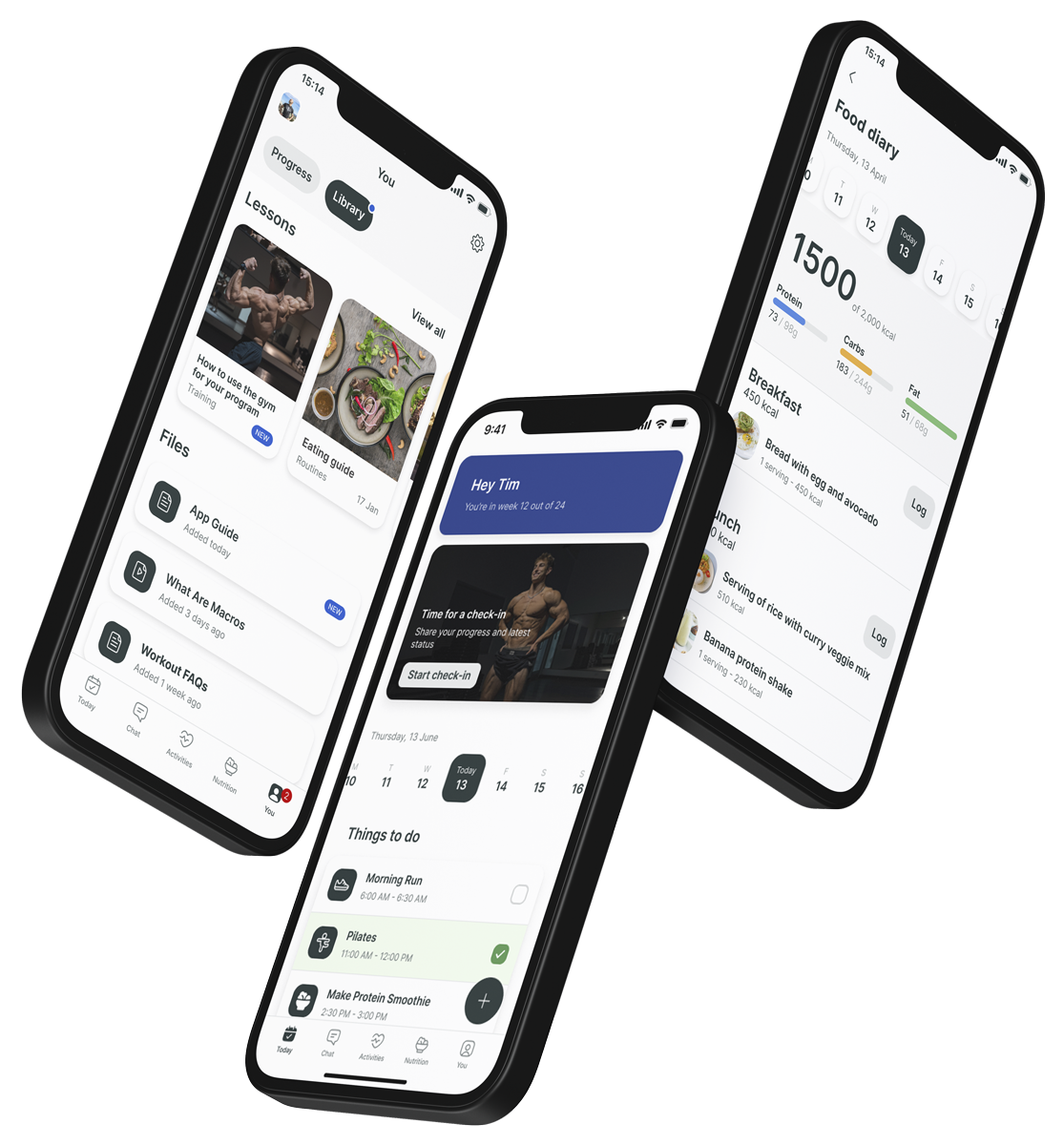 A mockup of the coaching app showcasing the features.